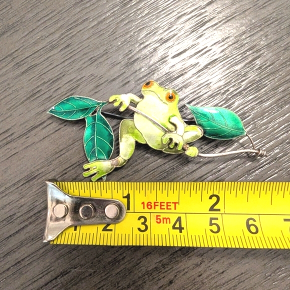 Vintage Sterling Silver Enamel Frog Brooch – 925 Marked, "Zarah"? - Picture 6 of 7